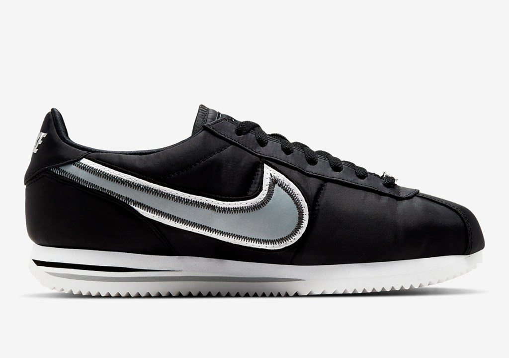 nike cortez black white suede